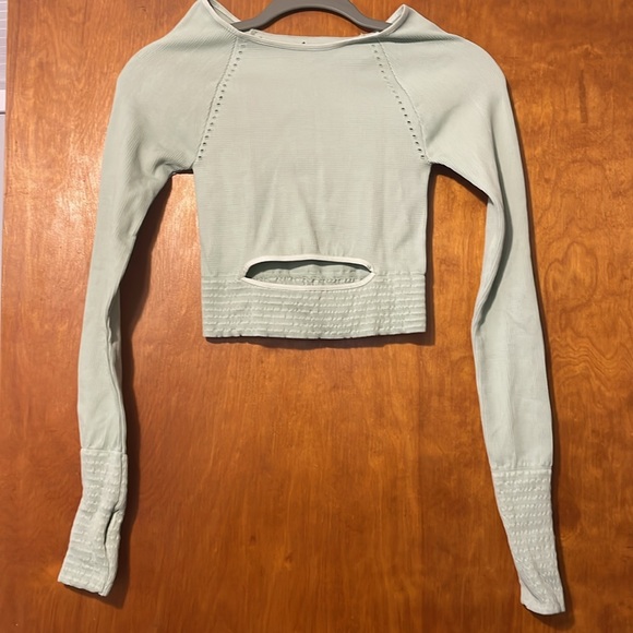 Free People Movement Cut It Out Long Sleeve Top Mint Seafoam Green XS Small - Picture 2 of 5